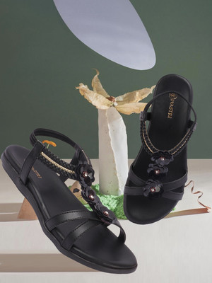 Divastri PT-S-16 Lightweight Comfort Summer Trendy Premium Stylish Party disigin Women Flats(Black , 9)