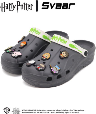 Svaar Harry Potter Magical Clogs for Men|10 Charms Included |with Signature Logo Strap Men Clogs(Grey , 11)