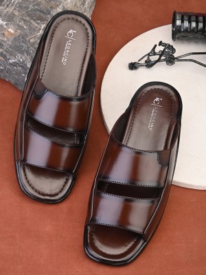 LEONCINO Men's slippers|Sandal|Premium quality|liberty style|2 color option Men Brown Sandals