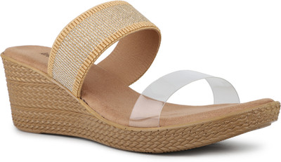 Inc.5 Ethnic Transparent Round Toe Heels Women Wedges(Beige , 4)