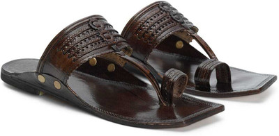 STEPHORN Leather Kolhapuri Slippers For Men Stylish & Comfortable Men Flats(Brown , 8)