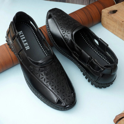 KILLER Killer Sandals | Comfortable & Durable Casual for Daily, Office & Party Wear Men Sandals(Black , 6)