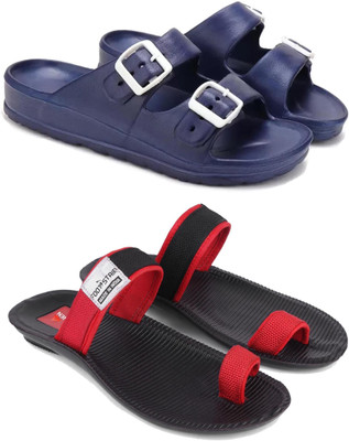 DRACKFOOT Men Slides(Red, Navy , 8)