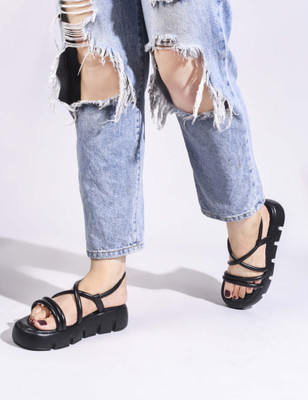jm looks Women Wedges(Black , 4)