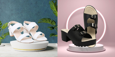 Todhwear Women Heels(Black, White , 7)