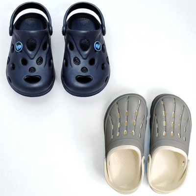 Monrav Men Clogs(Blue, Grey , 8)