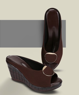 Rimboll Women Wedges(Brown, Gold, Burgundy , 6)