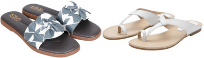 Kuhu Creations Women Flats(White, Grey , 5)