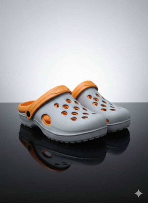 KASHIFMART Men Clogs(Orange, Grey , 7)