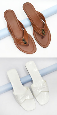 RTC ROYAL TRADING COMPANY Women Flats(Pink, White , 7)