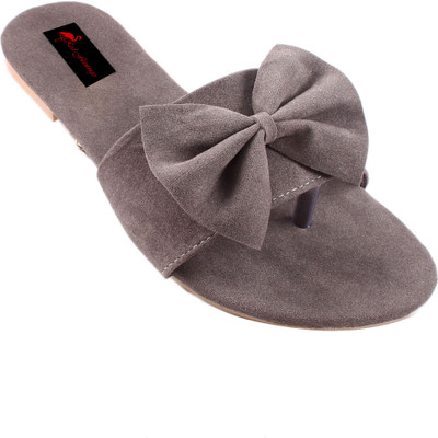 Purple Flamingo Girls Slip-on Flats(Grey , 15-30)