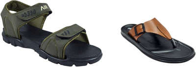 Classica Men Sandals(Tan, Green, Black , 6)