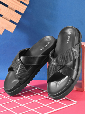 BIZORA Men Slides(Black , 8)