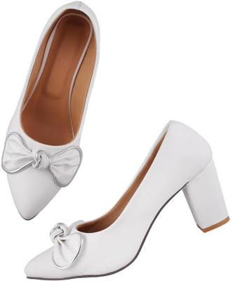 MKFASHION Women Heels(White , 3)