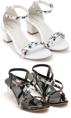 SUPPOSE Women Heels(White, Black , 6)