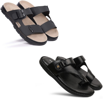 Walkivo Men Sandals(Black , 8)