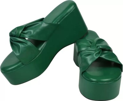 Gloglamp Women Wedges(Green , 5)