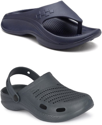 DEFLOW Men Sandals(Grey, Navy , 6)
