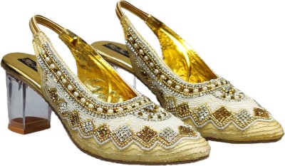 Hafiz footwear Women White, Gold Heels
