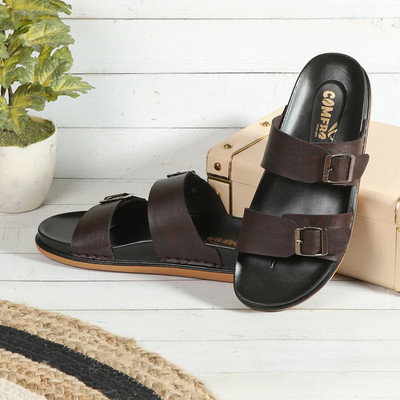 Comfro Men Casual Leather Sandal Ultra-soft Double Density Sole, Every-Day & Work Wear Men Casual(Brown , 9)