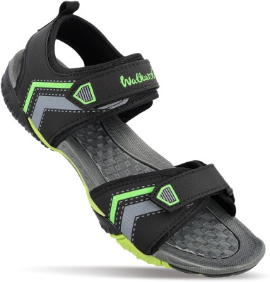 WALKAROO Men Sports Sandals(Black, Green , 9)