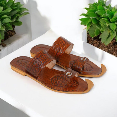DFR Ethnic Sandal Men Rajasthani Slippers Men Casual(Brown , 10)