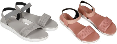 Kuhu Creations Women Flats(Grey, Pink , 6)