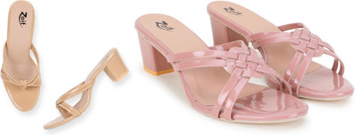 Zaif Women Heels(Beige, Brown , 5)