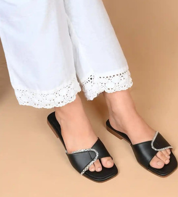 R F C Women Flats(Black , 8)