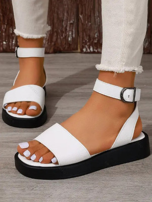 UUNDA Fashion Women Wedges(Black, White , 3)