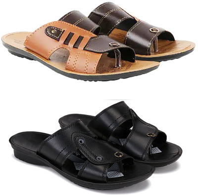 NOBELITE Men Sandals(Black, Brown , 7)