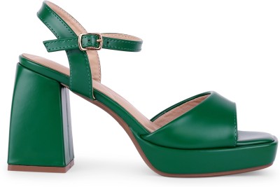 LINO PERROS Women Heels(Green , 4)