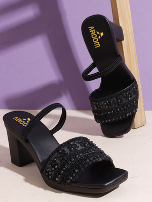 AROOM Women Heels(Black , 7)