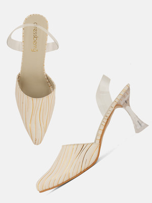 Dressberry Women Heels(Beige, Gold , 4)