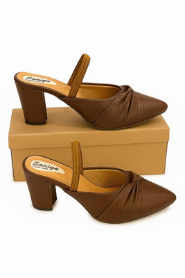 MKFASHION Women Heels(Brown , 5)