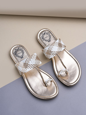 SHOETOPIA Women Flats(Gold , 8)