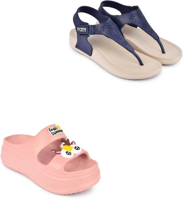 strivox Women Flats(Pink, Blue , 7)