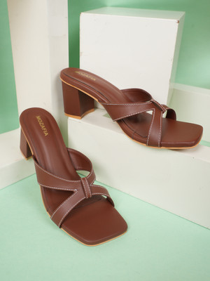 MOZAFIA Women Heels(Brown , 4)