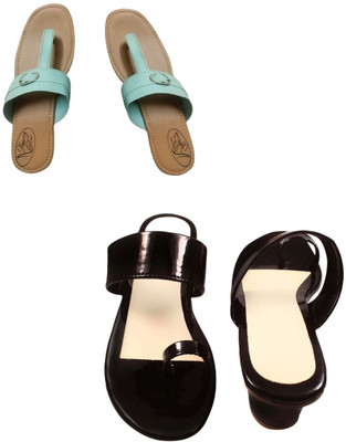 Goraiya Women Flats(Green, Black, Brown , 4)