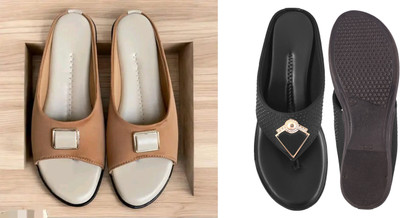 hunyza footwear Women Flats(Black, White , 8)