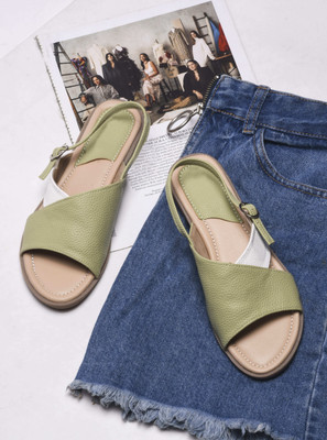 TRYME Women Flats(Green , 4)