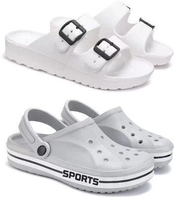 DRACKFOOT Men Slides(Grey, White , 10)