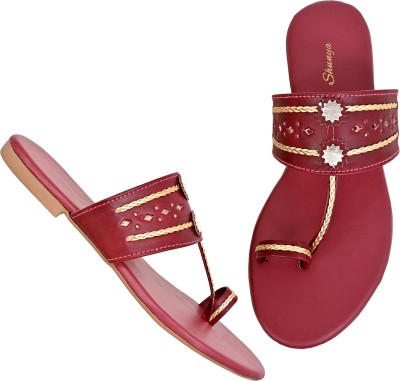 Shunya Women Flats(Burgundy , 7)