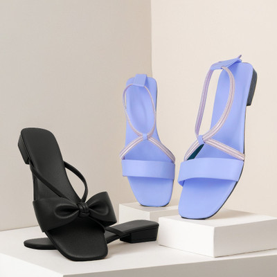 SAYERA Women Flats(Purple, Black , 4)