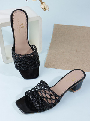 PLANET WALK Lightweight comfort extra-soft with trendy, premium stylish design Women Heels(Black , 8)