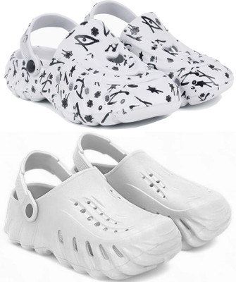 Kapani Fashion Men Flipflops, Slipper, Slides, Sandal, Clogs-Combo Pack of 2 (White, White , 6) Men Clogs(White, White , 6)