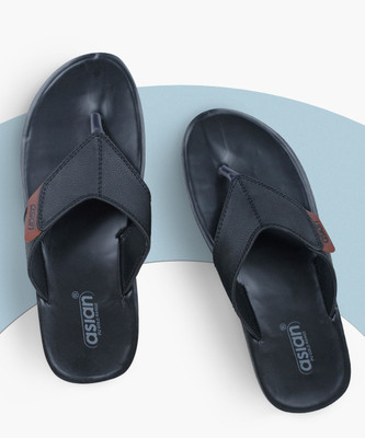 asian Men Sandals(Black, Black , 8)