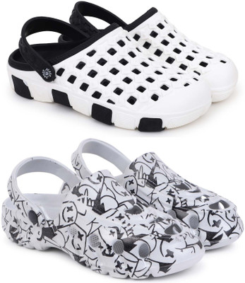 KAPYANSH Men Clogs(Black, Grey , 6)