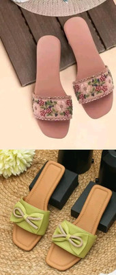 HunarPaon Women Flats(Green, Beige , 6)