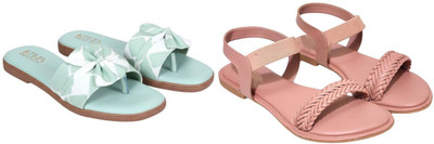 Kuhu Creations Women Flats(Green, Pink , 6)
